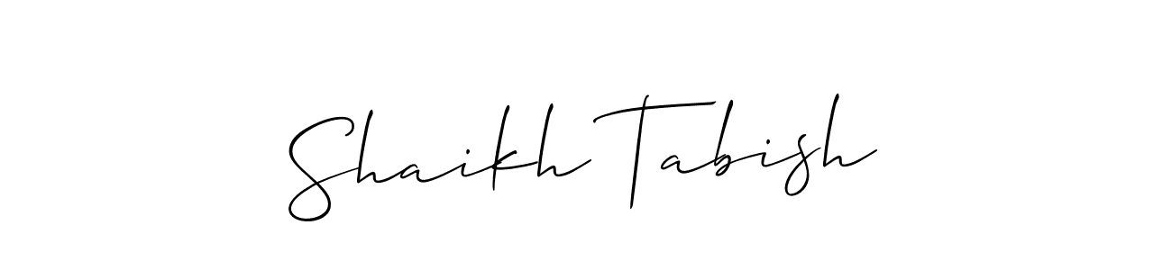 if you are searching for the best signature style for your name Shaikh Tabish. so please give up your signature search. here we have designed multiple signature styles  using Allison_Script. Shaikh Tabish signature style 2 images and pictures png