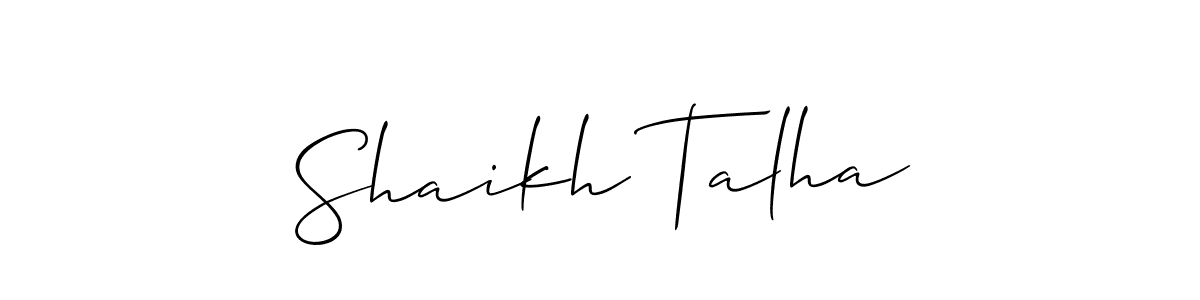 Use a signature maker to create a handwritten signature online. With this signature software, you can design (Allison_Script) your own signature for name Shaikh Talha. Shaikh Talha signature style 2 images and pictures png