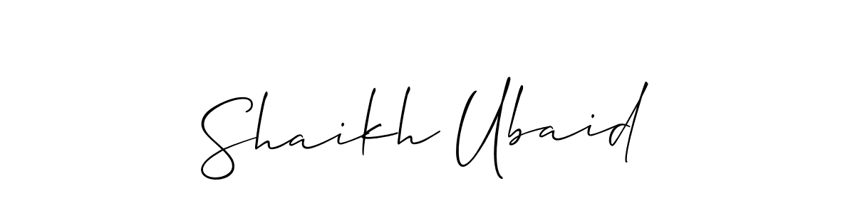 if you are searching for the best signature style for your name Shaikh Ubaid. so please give up your signature search. here we have designed multiple signature styles  using Allison_Script. Shaikh Ubaid signature style 2 images and pictures png