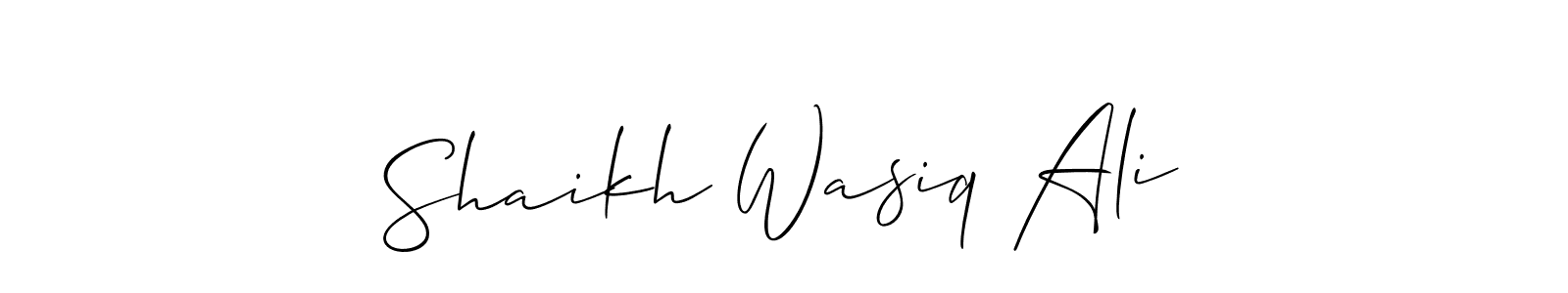 Also we have Shaikh Wasiq Ali name is the best signature style. Create professional handwritten signature collection using Allison_Script autograph style. Shaikh Wasiq Ali signature style 2 images and pictures png