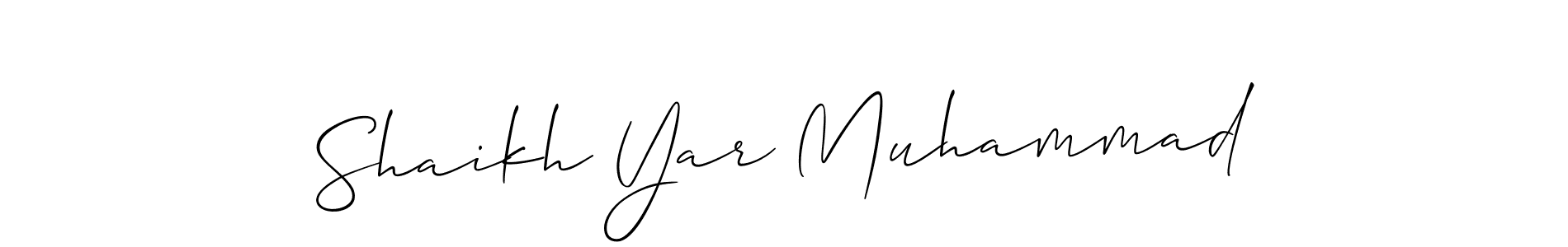 It looks lik you need a new signature style for name Shaikh Yar Muhammad. Design unique handwritten (Allison_Script) signature with our free signature maker in just a few clicks. Shaikh Yar Muhammad signature style 2 images and pictures png