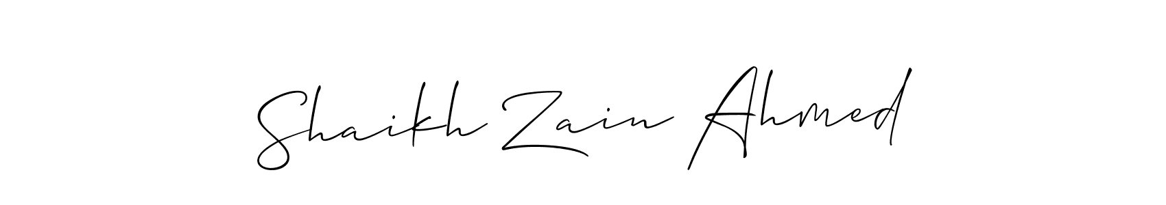 Make a beautiful signature design for name Shaikh Zain Ahmed. With this signature (Allison_Script) style, you can create a handwritten signature for free. Shaikh Zain Ahmed signature style 2 images and pictures png