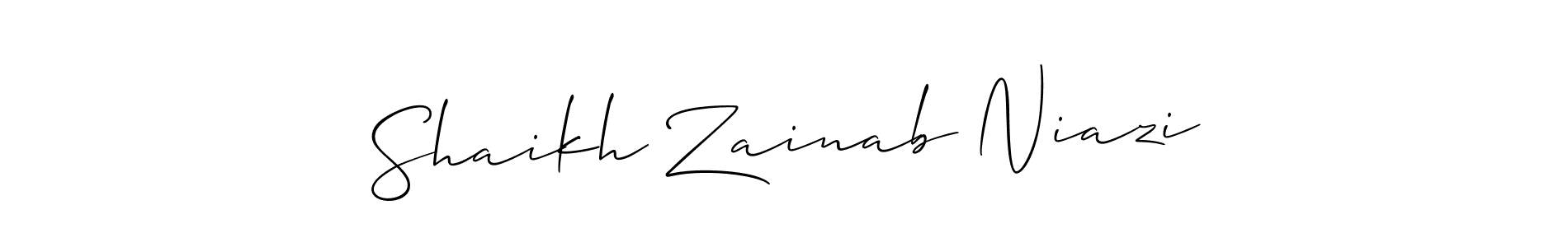 Make a short Shaikh Zainab Niazi signature style. Manage your documents anywhere anytime using Allison_Script. Create and add eSignatures, submit forms, share and send files easily. Shaikh Zainab Niazi signature style 2 images and pictures png