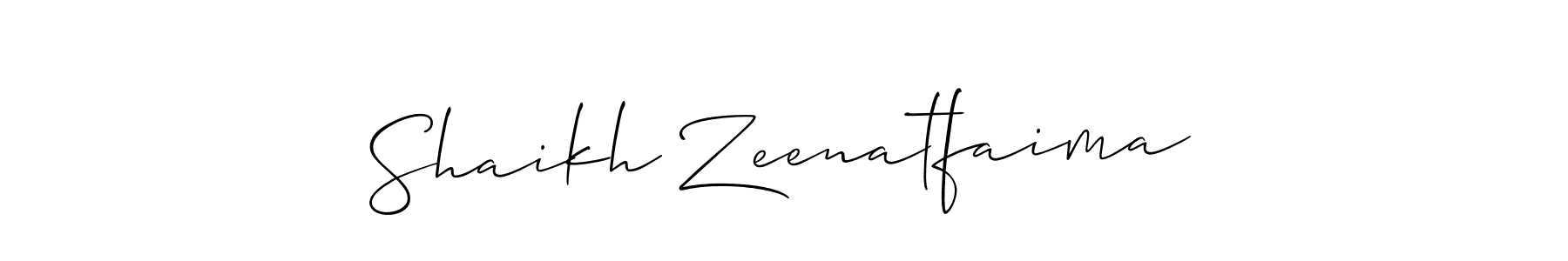 Design your own signature with our free online signature maker. With this signature software, you can create a handwritten (Allison_Script) signature for name Shaikh Zeenatfaima. Shaikh Zeenatfaima signature style 2 images and pictures png