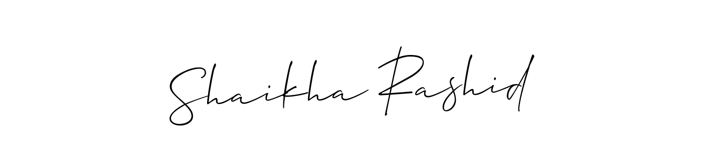 You should practise on your own different ways (Allison_Script) to write your name (Shaikha Rashid) in signature. don't let someone else do it for you. Shaikha Rashid signature style 2 images and pictures png