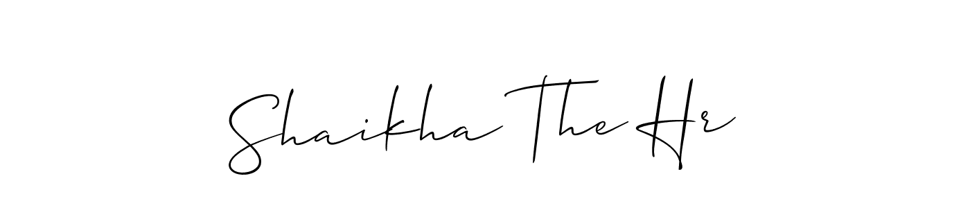 How to make Shaikha The Hr name signature. Use Allison_Script style for creating short signs online. This is the latest handwritten sign. Shaikha The Hr signature style 2 images and pictures png