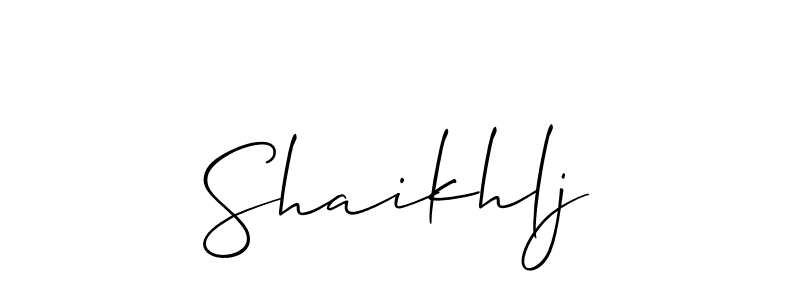 This is the best signature style for the Shaikhlj name. Also you like these signature font (Allison_Script). Mix name signature. Shaikhlj signature style 2 images and pictures png