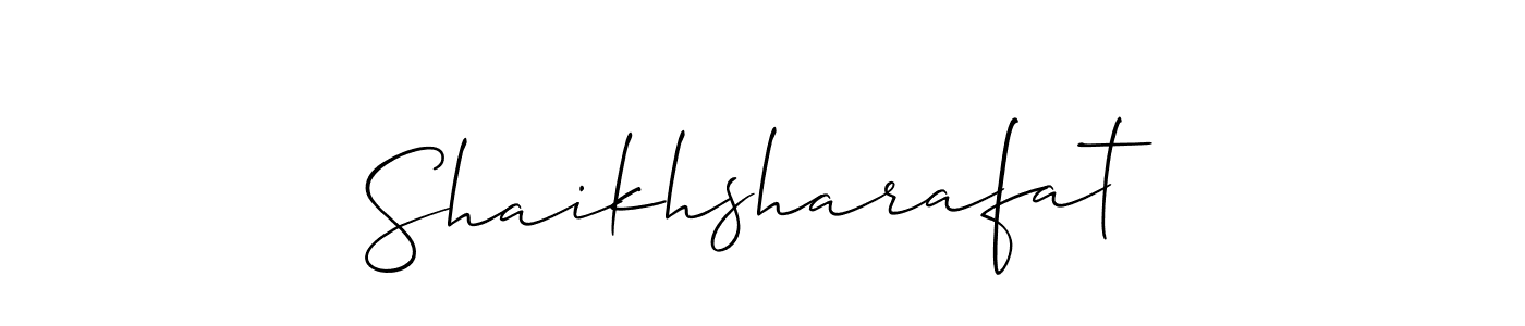 Use a signature maker to create a handwritten signature online. With this signature software, you can design (Allison_Script) your own signature for name Shaikhsharafat. Shaikhsharafat signature style 2 images and pictures png