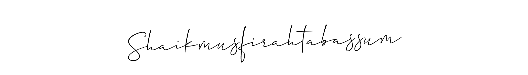 How to make Shaikmusfirahtabassum signature? Allison_Script is a professional autograph style. Create handwritten signature for Shaikmusfirahtabassum name. Shaikmusfirahtabassum signature style 2 images and pictures png
