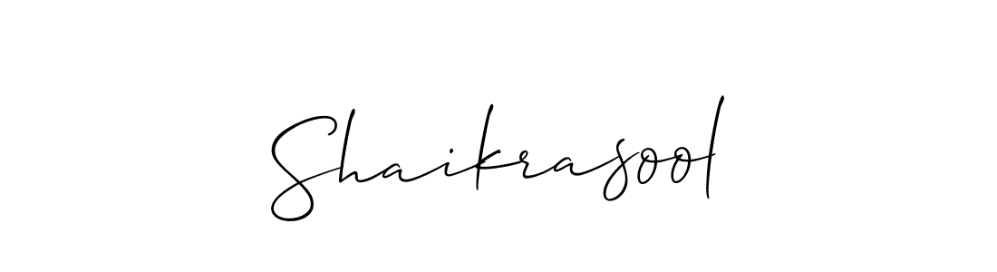 The best way (Allison_Script) to make a short signature is to pick only two or three words in your name. The name Shaikrasool include a total of six letters. For converting this name. Shaikrasool signature style 2 images and pictures png