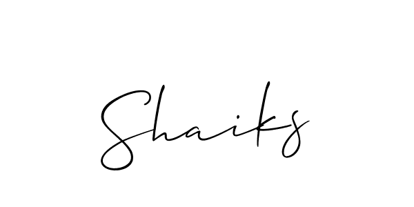 The best way (Allison_Script) to make a short signature is to pick only two or three words in your name. The name Shaiks include a total of six letters. For converting this name. Shaiks signature style 2 images and pictures png