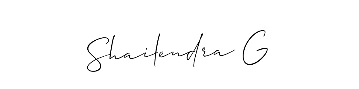How to make Shailendra G name signature. Use Allison_Script style for creating short signs online. This is the latest handwritten sign. Shailendra G signature style 2 images and pictures png