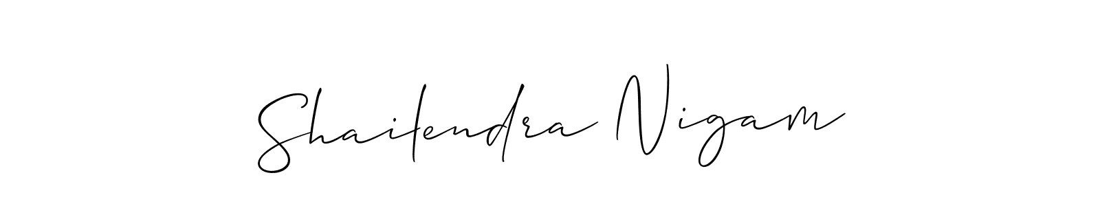 Allison_Script is a professional signature style that is perfect for those who want to add a touch of class to their signature. It is also a great choice for those who want to make their signature more unique. Get Shailendra Nigam name to fancy signature for free. Shailendra Nigam signature style 2 images and pictures png