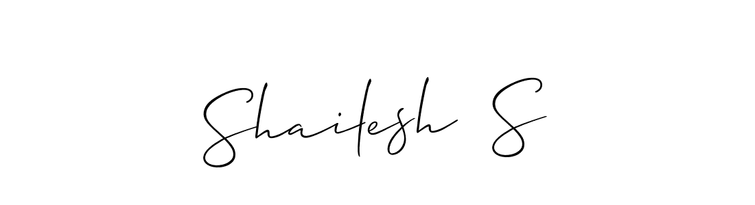 The best way (Allison_Script) to make a short signature is to pick only two or three words in your name. The name Shailesh  S include a total of six letters. For converting this name. Shailesh  S signature style 2 images and pictures png