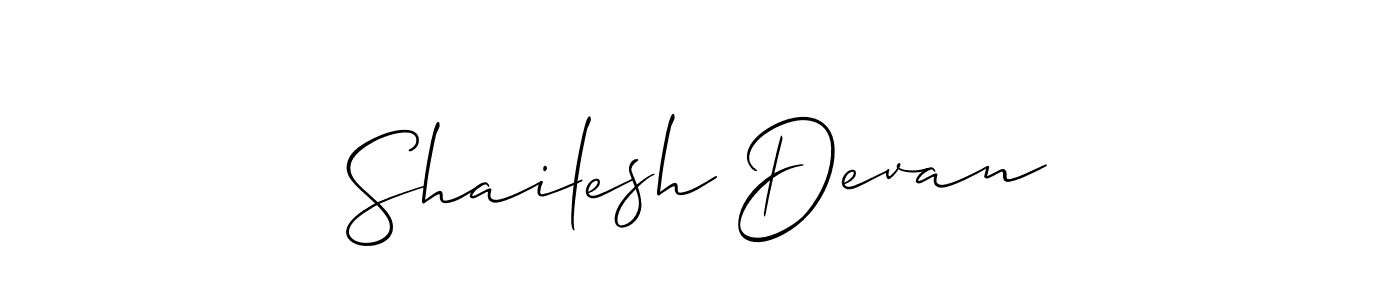 It looks lik you need a new signature style for name Shailesh Devan. Design unique handwritten (Allison_Script) signature with our free signature maker in just a few clicks. Shailesh Devan signature style 2 images and pictures png