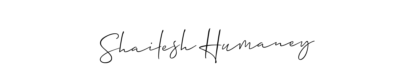 Allison_Script is a professional signature style that is perfect for those who want to add a touch of class to their signature. It is also a great choice for those who want to make their signature more unique. Get Shailesh Humaney name to fancy signature for free. Shailesh Humaney signature style 2 images and pictures png