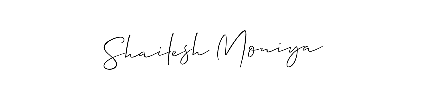 How to make Shailesh Moniya name signature. Use Allison_Script style for creating short signs online. This is the latest handwritten sign. Shailesh Moniya signature style 2 images and pictures png