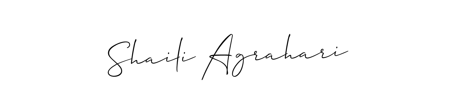 Design your own signature with our free online signature maker. With this signature software, you can create a handwritten (Allison_Script) signature for name Shaili Agrahari. Shaili Agrahari signature style 2 images and pictures png