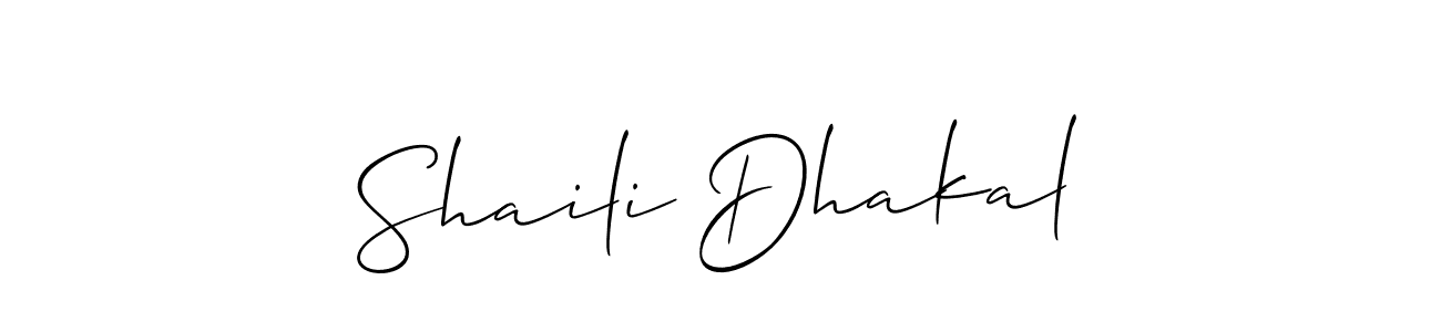 Also we have Shaili Dhakal name is the best signature style. Create professional handwritten signature collection using Allison_Script autograph style. Shaili Dhakal signature style 2 images and pictures png