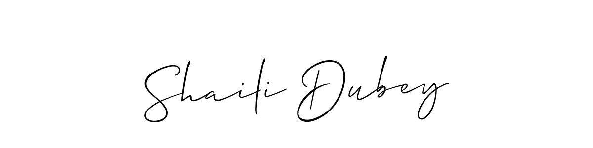 Allison_Script is a professional signature style that is perfect for those who want to add a touch of class to their signature. It is also a great choice for those who want to make their signature more unique. Get Shaili Dubey name to fancy signature for free. Shaili Dubey signature style 2 images and pictures png