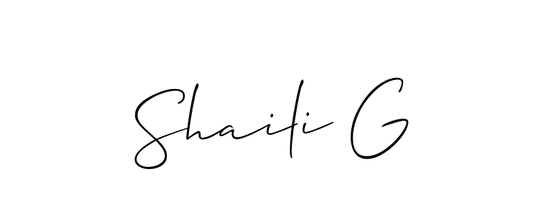 You can use this online signature creator to create a handwritten signature for the name Shaili G. This is the best online autograph maker. Shaili G signature style 2 images and pictures png