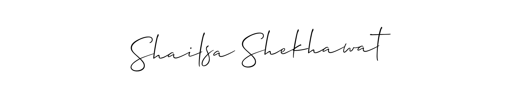 Allison_Script is a professional signature style that is perfect for those who want to add a touch of class to their signature. It is also a great choice for those who want to make their signature more unique. Get Shailsa Shekhawat name to fancy signature for free. Shailsa Shekhawat signature style 2 images and pictures png
