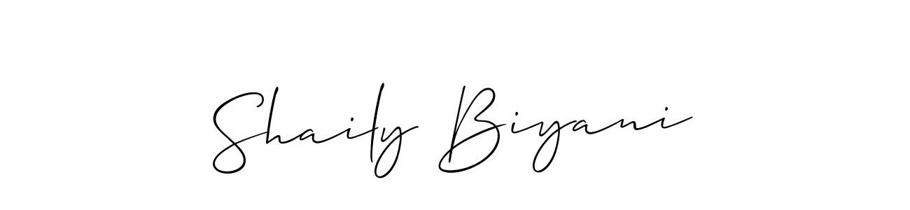 Make a short Shaily Biyani signature style. Manage your documents anywhere anytime using Allison_Script. Create and add eSignatures, submit forms, share and send files easily. Shaily Biyani signature style 2 images and pictures png