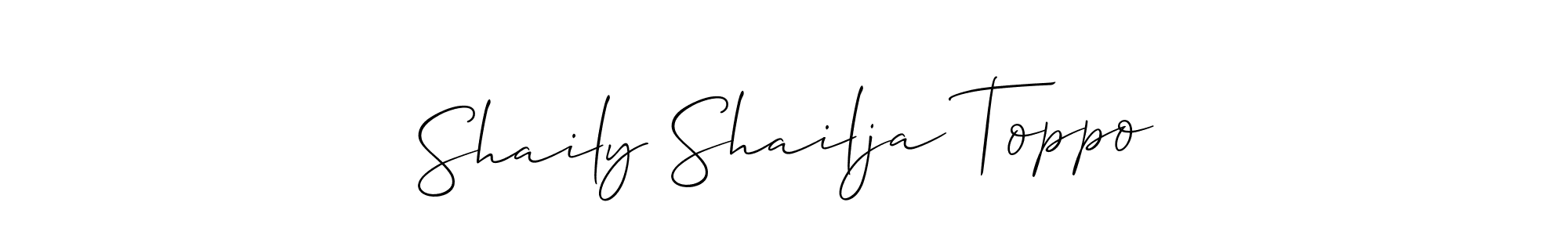 Use a signature maker to create a handwritten signature online. With this signature software, you can design (Allison_Script) your own signature for name Shaily Shailja Toppo. Shaily Shailja Toppo signature style 2 images and pictures png