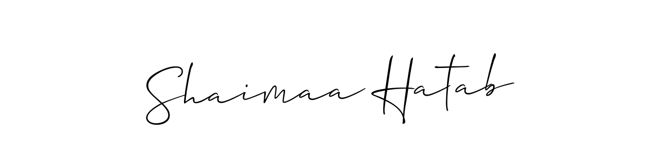 The best way (Allison_Script) to make a short signature is to pick only two or three words in your name. The name Shaimaa Hatab include a total of six letters. For converting this name. Shaimaa Hatab signature style 2 images and pictures png