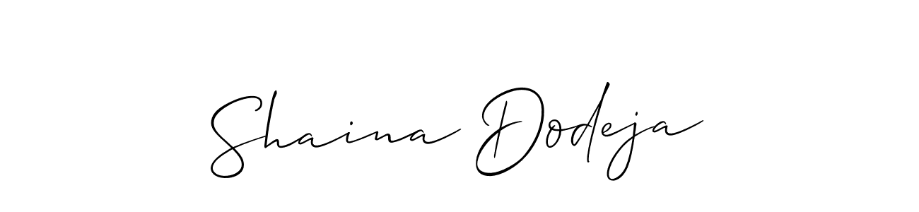 How to make Shaina Dodeja name signature. Use Allison_Script style for creating short signs online. This is the latest handwritten sign. Shaina Dodeja signature style 2 images and pictures png