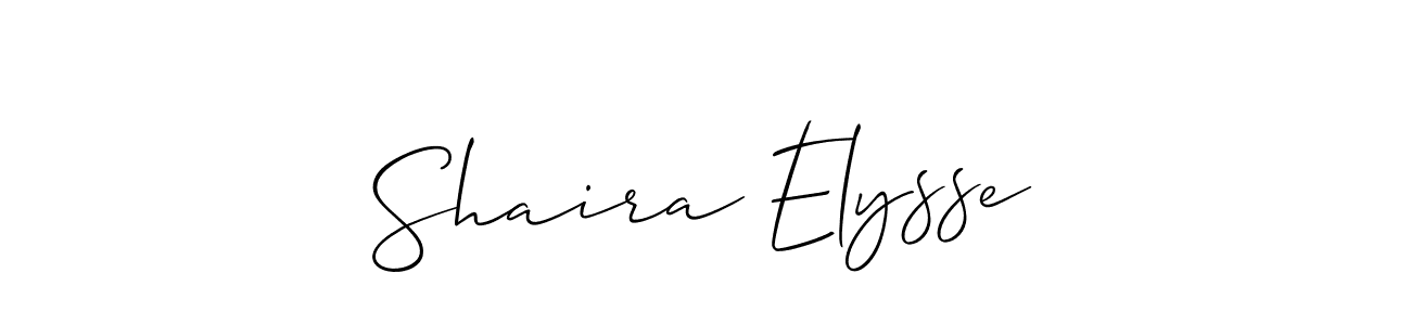 It looks lik you need a new signature style for name Shaira Elysse. Design unique handwritten (Allison_Script) signature with our free signature maker in just a few clicks. Shaira Elysse signature style 2 images and pictures png