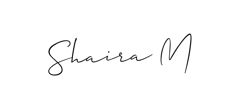 Create a beautiful signature design for name Shaira M. With this signature (Allison_Script) fonts, you can make a handwritten signature for free. Shaira M signature style 2 images and pictures png