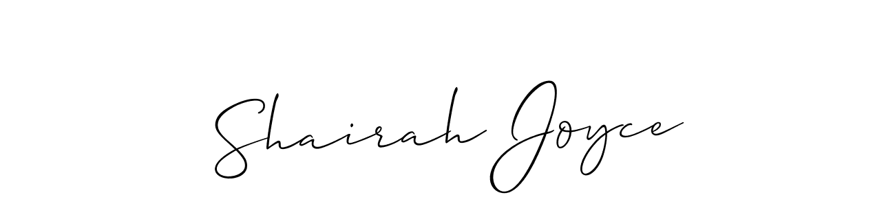 How to make Shairah Joyce name signature. Use Allison_Script style for creating short signs online. This is the latest handwritten sign. Shairah Joyce signature style 2 images and pictures png