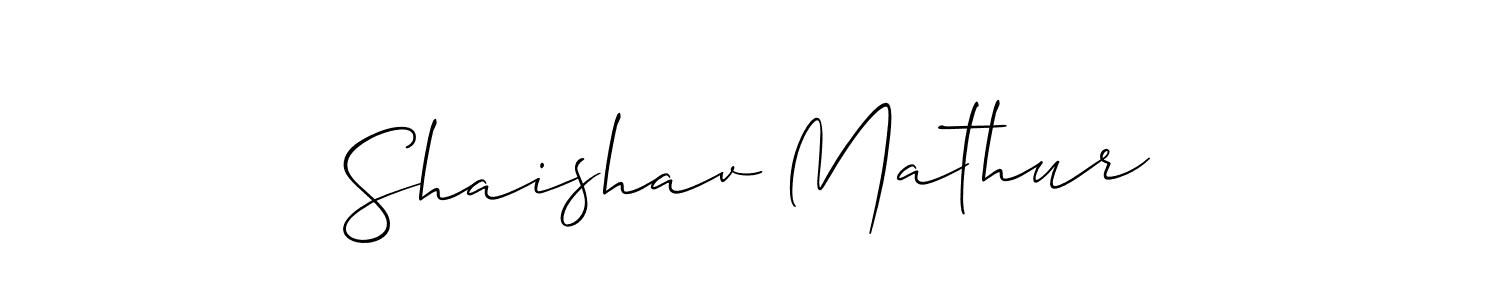 How to make Shaishav Mathur signature? Allison_Script is a professional autograph style. Create handwritten signature for Shaishav Mathur name. Shaishav Mathur signature style 2 images and pictures png
