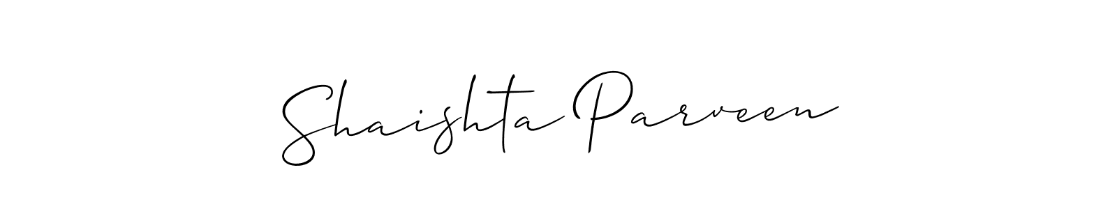 Make a short Shaishta Parveen signature style. Manage your documents anywhere anytime using Allison_Script. Create and add eSignatures, submit forms, share and send files easily. Shaishta Parveen signature style 2 images and pictures png