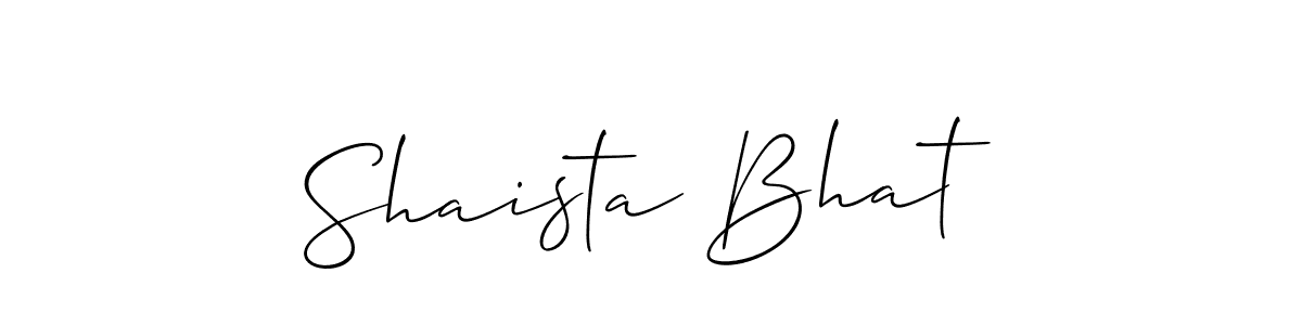 Design your own signature with our free online signature maker. With this signature software, you can create a handwritten (Allison_Script) signature for name Shaista Bhat. Shaista Bhat signature style 2 images and pictures png