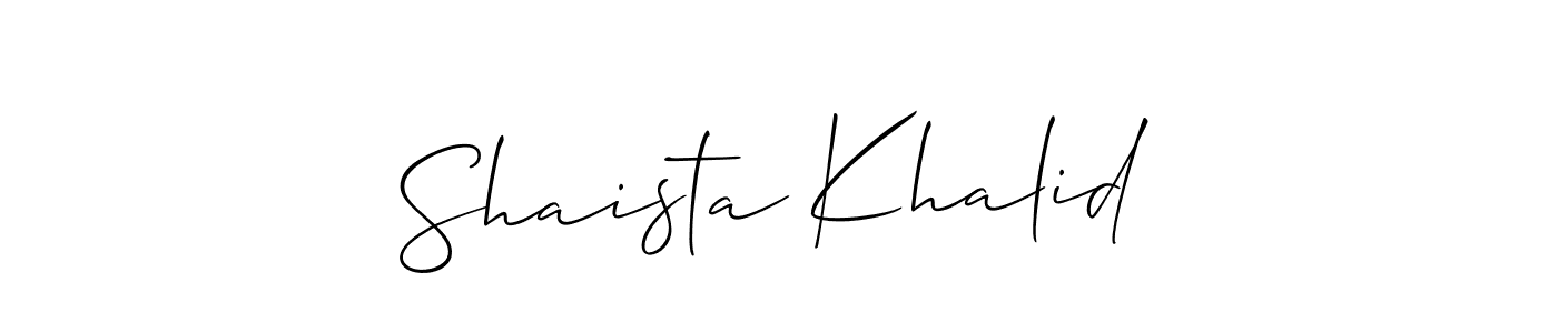 Allison_Script is a professional signature style that is perfect for those who want to add a touch of class to their signature. It is also a great choice for those who want to make their signature more unique. Get Shaista Khalid name to fancy signature for free. Shaista Khalid signature style 2 images and pictures png