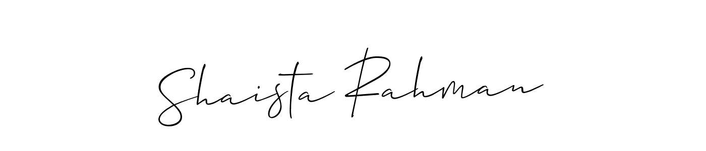 Create a beautiful signature design for name Shaista Rahman. With this signature (Allison_Script) fonts, you can make a handwritten signature for free. Shaista Rahman signature style 2 images and pictures png