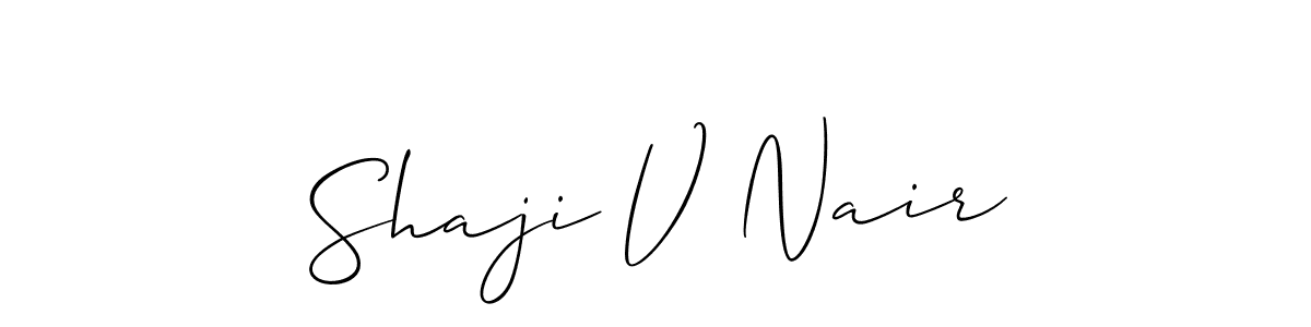 Make a short Shaji V Nair signature style. Manage your documents anywhere anytime using Allison_Script. Create and add eSignatures, submit forms, share and send files easily. Shaji V Nair signature style 2 images and pictures png