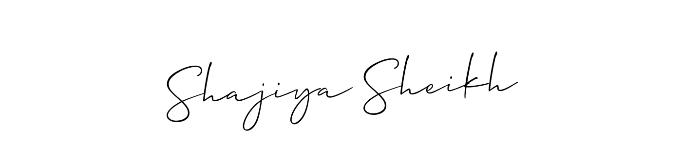 Use a signature maker to create a handwritten signature online. With this signature software, you can design (Allison_Script) your own signature for name Shajiya Sheikh. Shajiya Sheikh signature style 2 images and pictures png