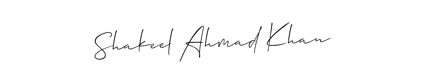 How to make Shakeel Ahmad Khan name signature. Use Allison_Script style for creating short signs online. This is the latest handwritten sign. Shakeel Ahmad Khan signature style 2 images and pictures png