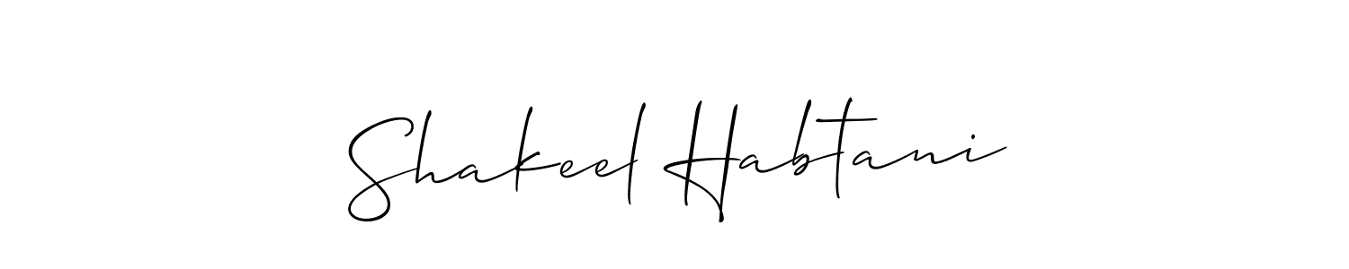 Allison_Script is a professional signature style that is perfect for those who want to add a touch of class to their signature. It is also a great choice for those who want to make their signature more unique. Get Shakeel Habtani name to fancy signature for free. Shakeel Habtani signature style 2 images and pictures png