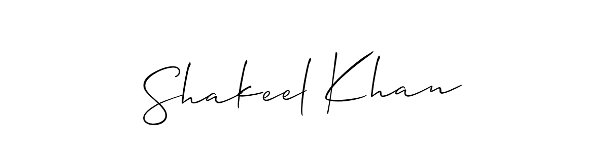 Allison_Script is a professional signature style that is perfect for those who want to add a touch of class to their signature. It is also a great choice for those who want to make their signature more unique. Get Shakeel Khan name to fancy signature for free. Shakeel Khan signature style 2 images and pictures png