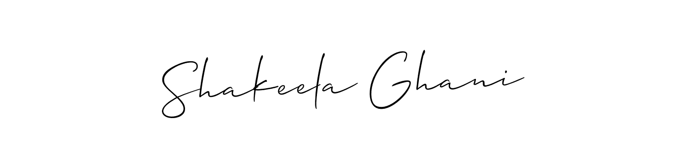 Design your own signature with our free online signature maker. With this signature software, you can create a handwritten (Allison_Script) signature for name Shakeela Ghani. Shakeela Ghani signature style 2 images and pictures png