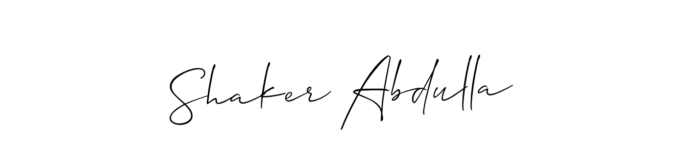 The best way (Allison_Script) to make a short signature is to pick only two or three words in your name. The name Shaker Abdulla include a total of six letters. For converting this name. Shaker Abdulla signature style 2 images and pictures png