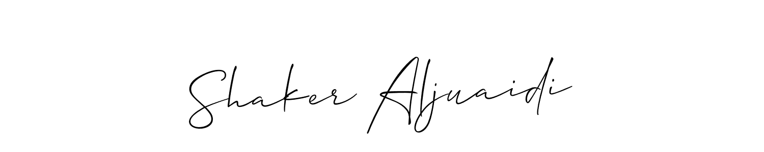 Create a beautiful signature design for name Shaker Aljuaidi. With this signature (Allison_Script) fonts, you can make a handwritten signature for free. Shaker Aljuaidi signature style 2 images and pictures png