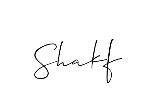 Design your own signature with our free online signature maker. With this signature software, you can create a handwritten (Allison_Script) signature for name Shakf. Shakf signature style 2 images and pictures png