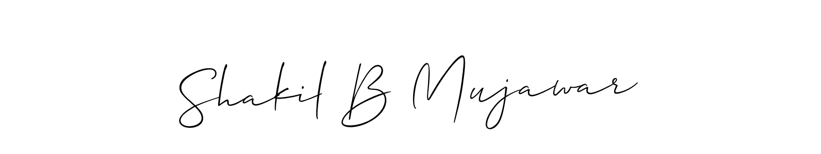 This is the best signature style for the Shakil B Mujawar name. Also you like these signature font (Allison_Script). Mix name signature. Shakil B Mujawar signature style 2 images and pictures png