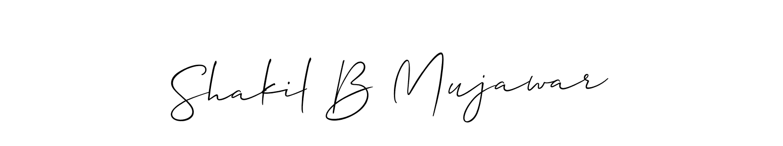 if you are searching for the best signature style for your name Shakil B Mujawar. so please give up your signature search. here we have designed multiple signature styles  using Allison_Script. Shakil B Mujawar signature style 2 images and pictures png