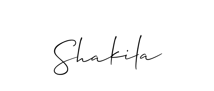 Design your own signature with our free online signature maker. With this signature software, you can create a handwritten (Allison_Script) signature for name Shakila. Shakila signature style 2 images and pictures png